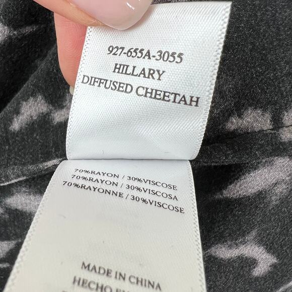 RAILS Black Diffused Cheetah Long Sleeve Surplice Hillary Faux Wrap Top Size S - Picture 7 of 8